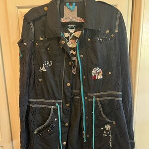 Black Embroidered Women’s Boho Double D Ranch Jacket